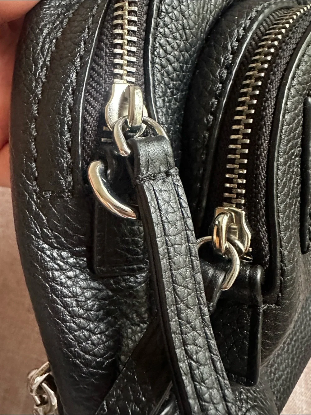 Marc Jacobs Black Pebbled Leather Mini Backpack Silver Hardware Crossbody Bag